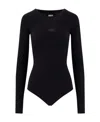 Mm6 Maison Margiela Numbers-logo Long-sleeve Bodysuit In Black