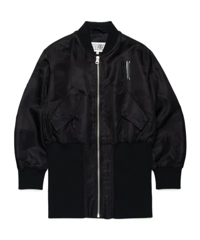 Mm6 Maison Margiela Logo-print Bomber Jacket In Black