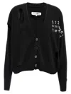 Mm6 Maison Margiela Black Cut Outs Cardigan In White/black
