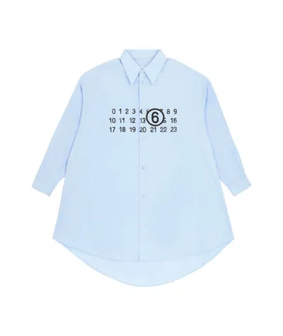 Mm6 Maison Margiela Logo-print Cotton Dress In Blue