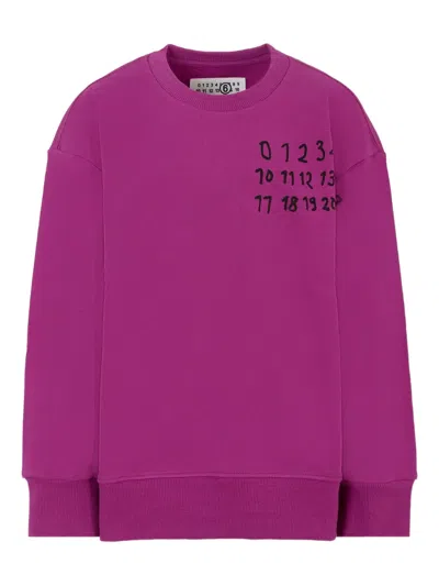 Mm6 Maison Margiela Kids' Logo-print Cotton Sweatshirt In Purple