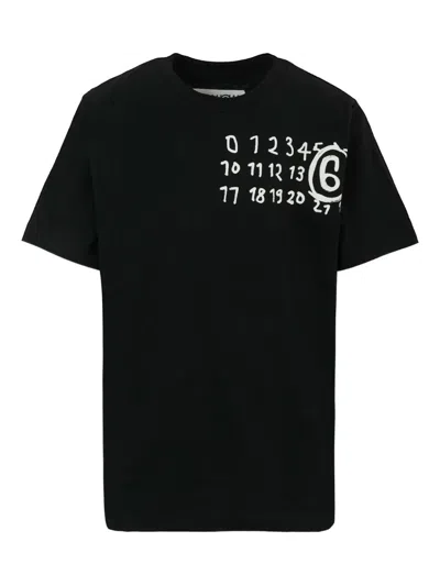 Mm6 Maison Margiela Kids' Logo-print Cotton T-shirt In Black