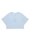 Mm6 Maison Margiela Cropped T-shirt With Institutional Logo In Blue