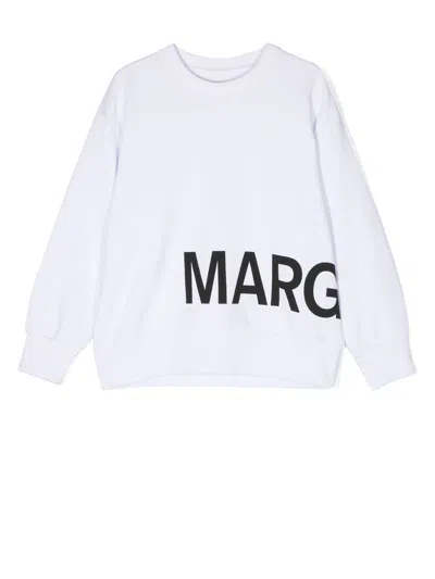 Mm6 Maison Margiela Kids' Logo-print Crew-neck Sweatshirt In White