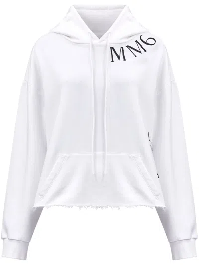 Mm6 Maison Margiela Logo-print Hoodie In White