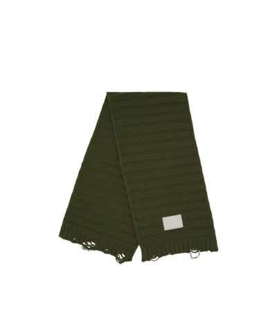 Mm6 Maison Margiela Logo-print Knitted Scarf In Green