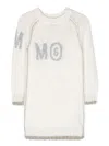 Mm6 Maison Margiela Logo-print Long-sleeve Kntited Dress In White