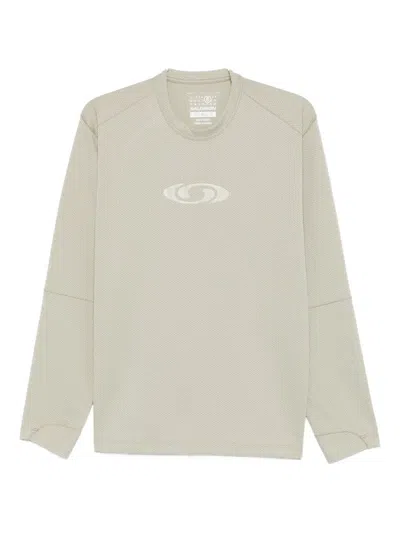 Mm6 Maison Margiela Logo-print Long-sleeve Sweater In Gray