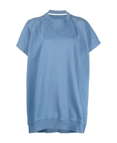 Mm6 Maison Margiela Logo-print Oversized T-shirt In Blue