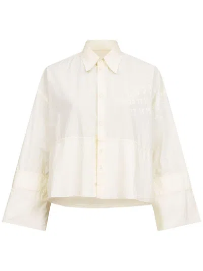Mm6 Maison Margiela Logo-print Poplin Shirt In Neutrals