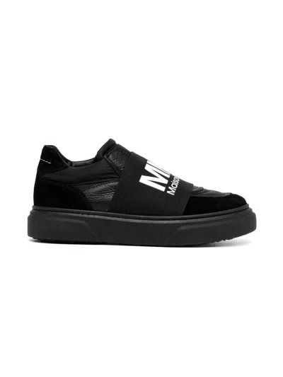 Mm6 Maison Margiela Kids' Logo-print Sneakers In Black