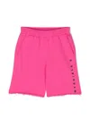 Mm6 Maison Margiela Pink Logo Print Cotton Shorts In 粉色