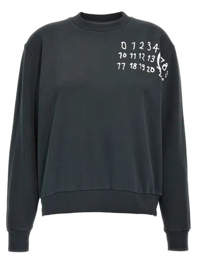 Mm6 Maison Margiela Logo Print Sweatshirt In Black