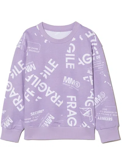 Mm6 Maison Margiela Kids' Logo-print Sweatshirt In Purple