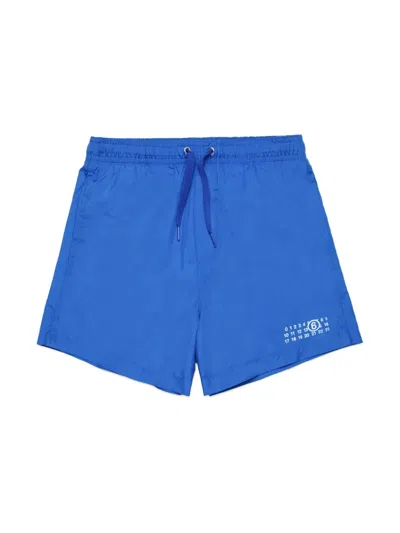 Mm6 Maison Margiela Kids' Logo-print Swim Shorts In 蓝色