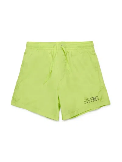 Mm6 Maison Margiela Kids' Logo-print Swim Shorts In 绿色