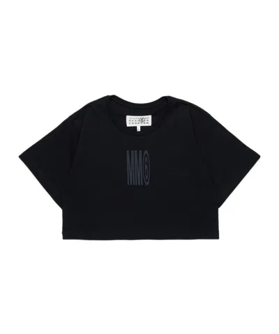 Mm6 Maison Margiela Kids' Logo-print T-shirt In Black