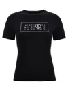 Mm6 Maison Margiela Printed Logo Crew Neck T-shirt In Black