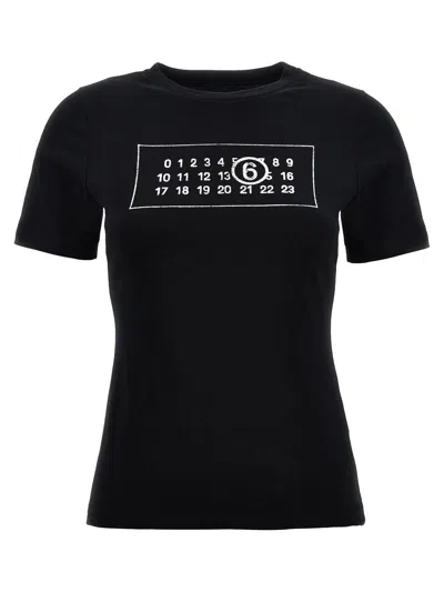 Mm6 Maison Margiela Logo Print T-shirt In Black