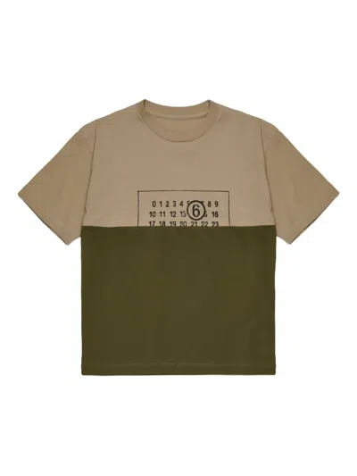 Mm6 Maison Margiela Kids' Logo-print T-shirt In Brown