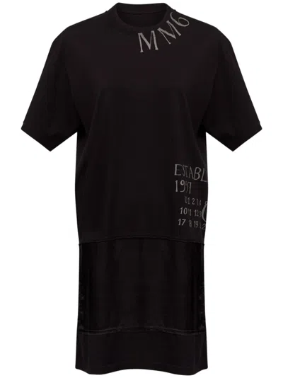 Mm6 Maison Margiela T-shirtkleid Mit Logo-print In Schwarz