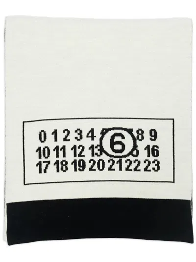 MM6 MAISON MARGIELA LOGO-PRINT WOOL-BLEND SCARF