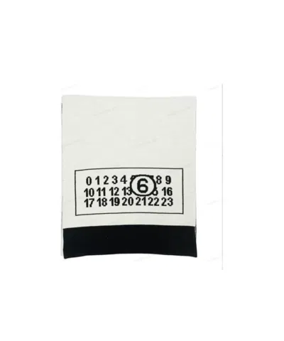 Mm6 Maison Margiela Logo-print Wool-blend Scarf In White