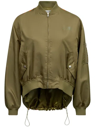 Mm6 Maison Margiela Logo-print Zip-up Jacket In Green
