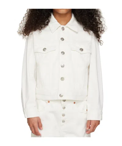 Mm6 Maison Margiela Logo-printed Denim Coat In White