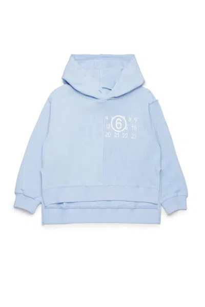 Mm6 Maison Margiela Kids' Numbers Hoodie In Clear Blue