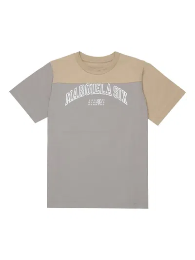 Mm6 Maison Margiela Kids' Logo Printed T-shirt In Gray