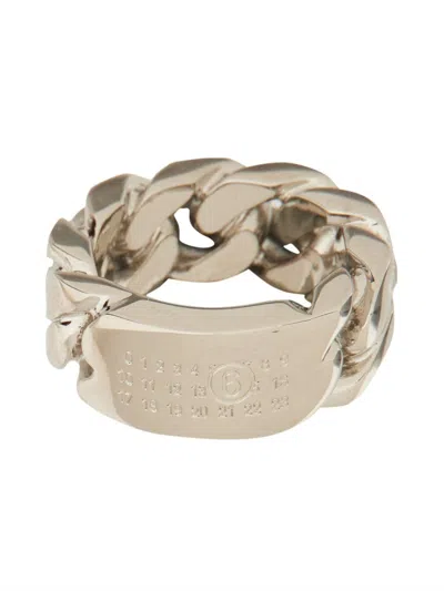 Mm6 Maison Margiela Logo Ring In Metallic