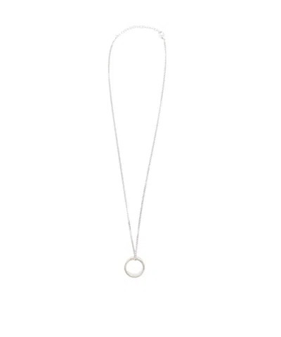 Mm6 Maison Margiela Logo Ring Pendant Necklace In White