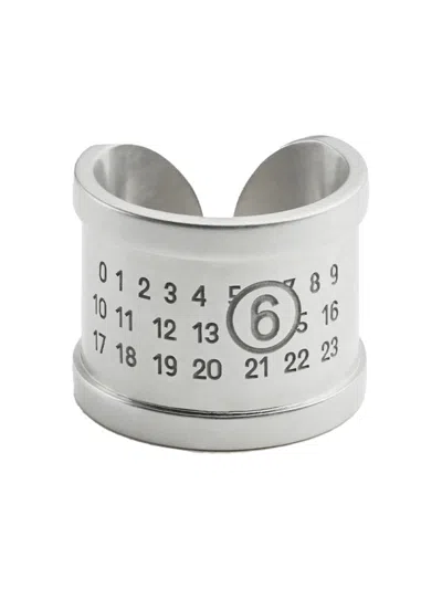 Mm6 Maison Margiela Logo Ring Polyamide Brass In Silver