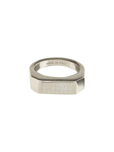 Mm6 Maison Margiela Logo Ring In Silver