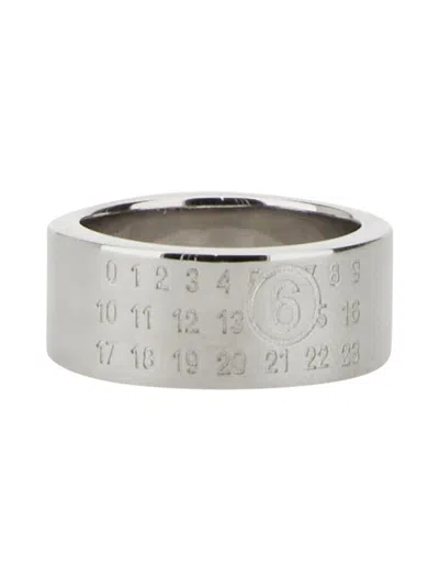 Mm6 Maison Margiela Anello Con Logo In Silver