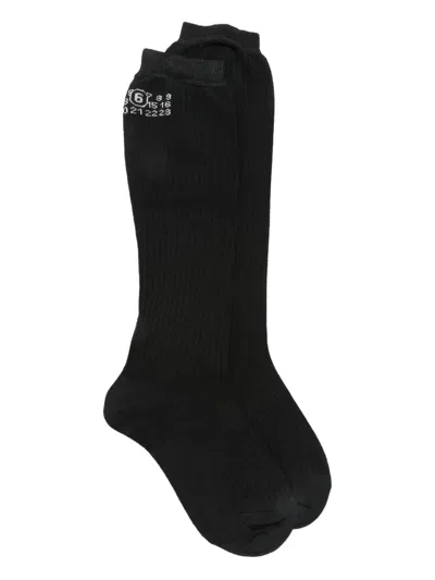 Mm6 Maison Margiela Logo Socks In Black