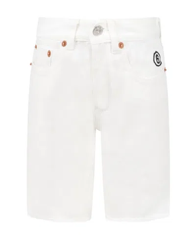 Mm6 Maison Margiela Logo Straight Shorts In White