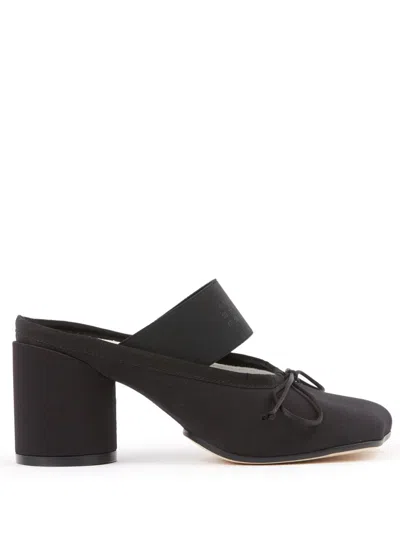 Mm6 Maison Margiela Black Satin Ballerina Mules