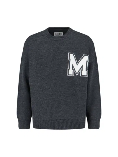 Mm6 Maison Margiela Knit Sweater Crew Neck Long Sleeves In Gray