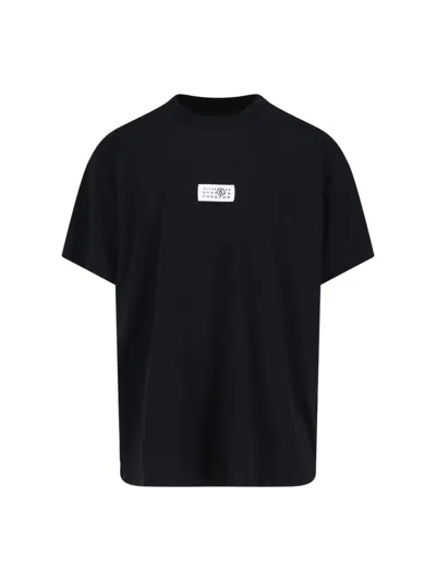 Mm6 Maison Margiela Black Round Neck Graphic T-shirt