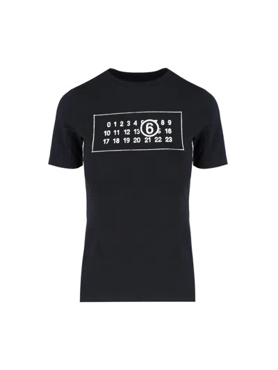 Mm6 Maison Margiela Numbers-motif Crew-neck T-shirt In Black