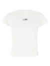 Mm6 Maison Margiela Mm6 By Maison Margiela Crewneck T-shirt With Front Logo Patch Detail In White