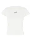 Mm6 Maison Margiela Mm6 By Maison Margiela Crewneck T-shirt With Front Logo Patch Detail In White