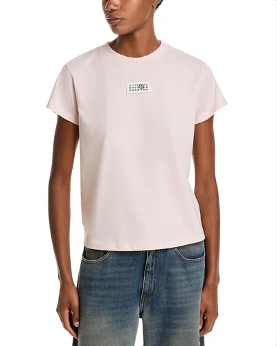 Mm6 Maison Margiela Crew Neck Short Sleeve Cotton Jersey Top In Pink