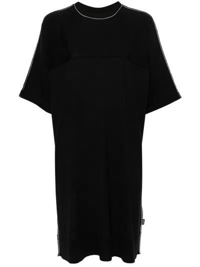 Mm6 Maison Margiela Logo-tag Short-sleeve Dress In Black