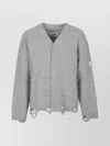 Mm6 Maison Margiela Mm6 By Maison Margiela Textured Ribbed Grey Sweater With Button-down Front In Gray
