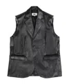 Mm6 Maison Margiela Leather Vest Sleeveless Flap Pockets In Black