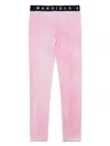 Mm6 Maison Margiela Logo-waistband Tie-dye Print Leggings In Pink