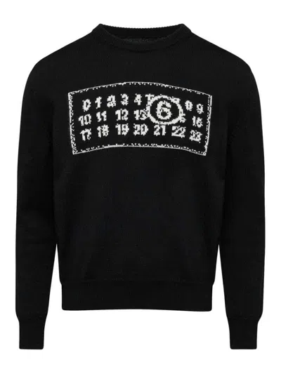 Mm6 Maison Margiela Logo Wool Blend Jumper In Negro